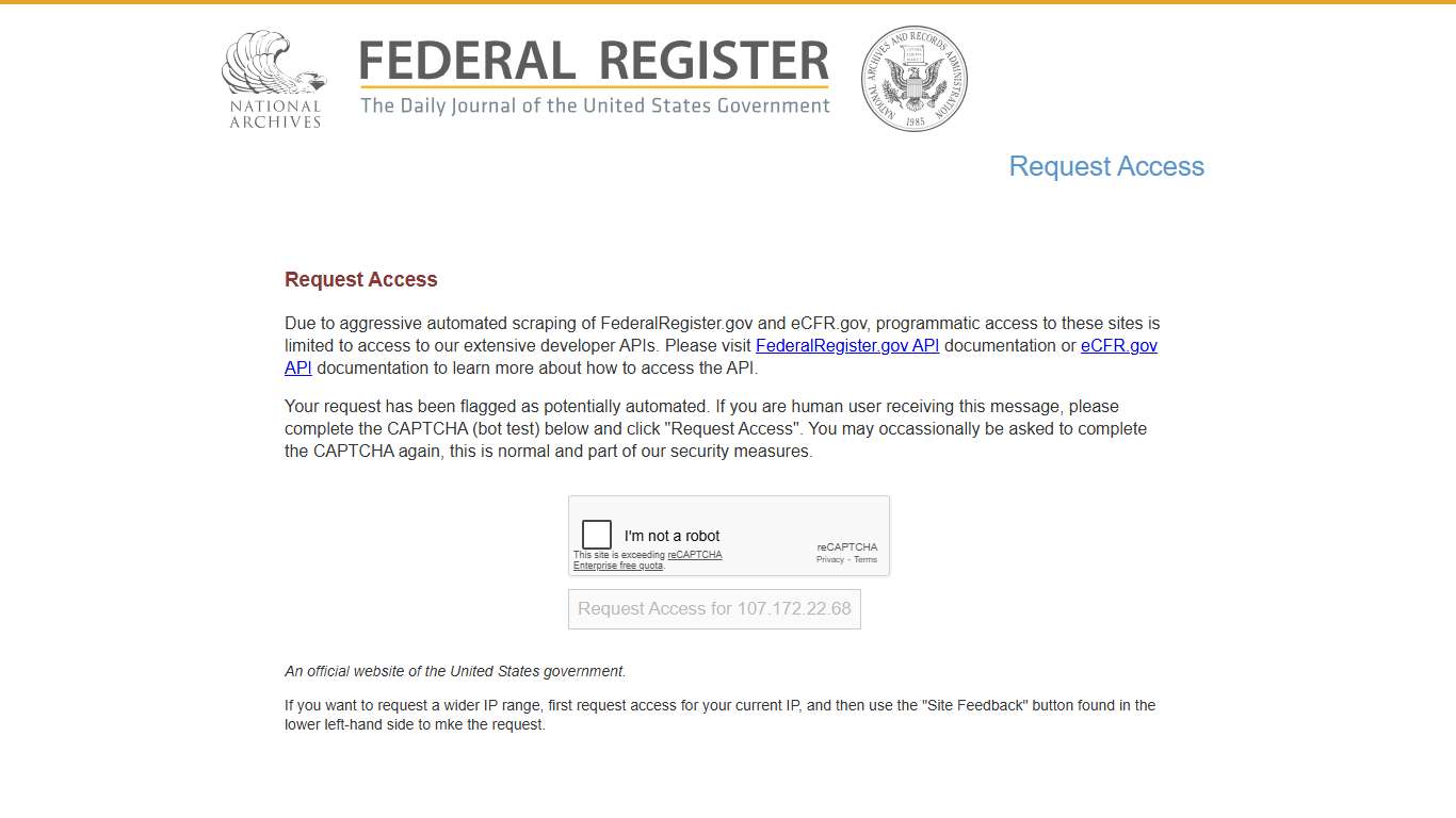 Federal Register :: Request Access