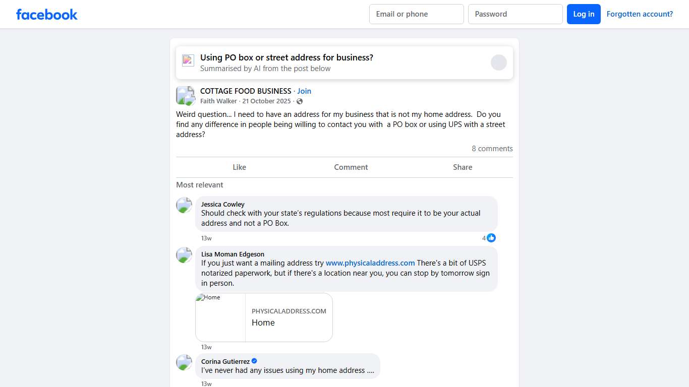 COTTAGE FOOD BUSINESS | Weird question.. | Facebook