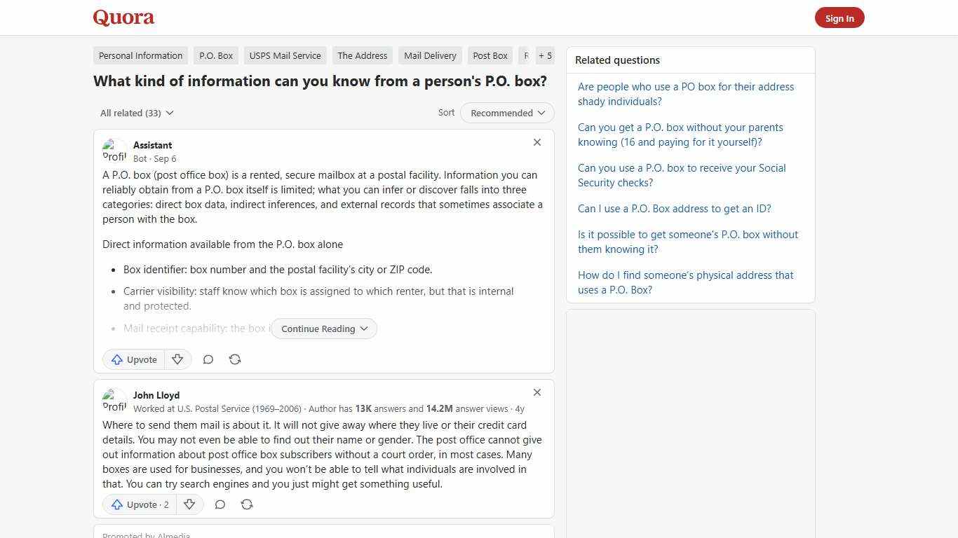 What kind of information can you know from a person's P.O. box? - Quora