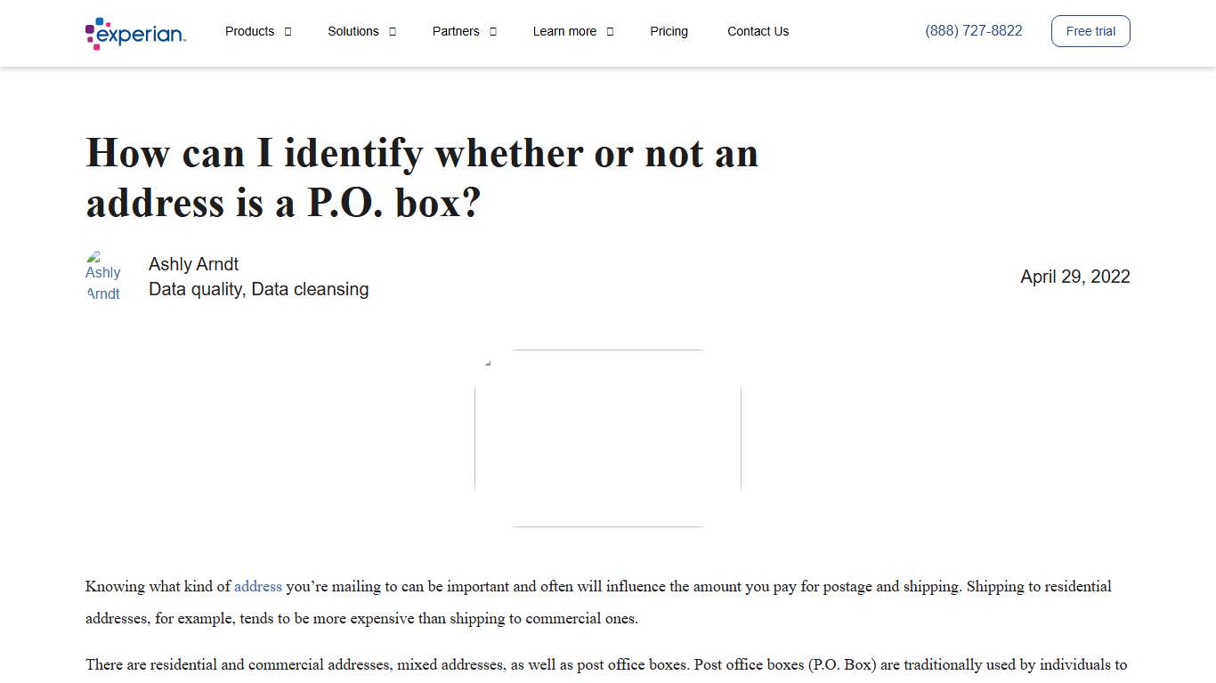 Identifying a P.O. box | Experian