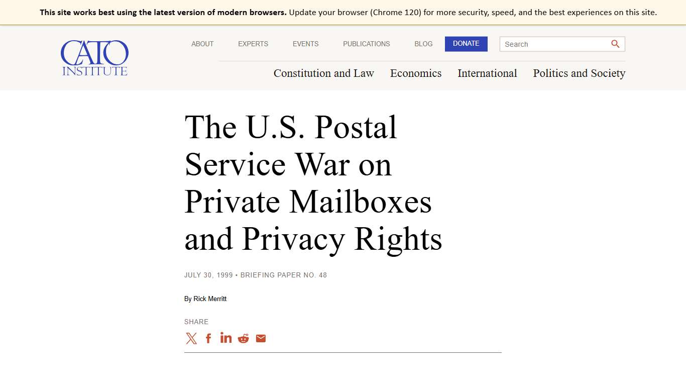 The U.S. Postal Service War on Private Mailboxes and Privacy Rights | Cato Institute